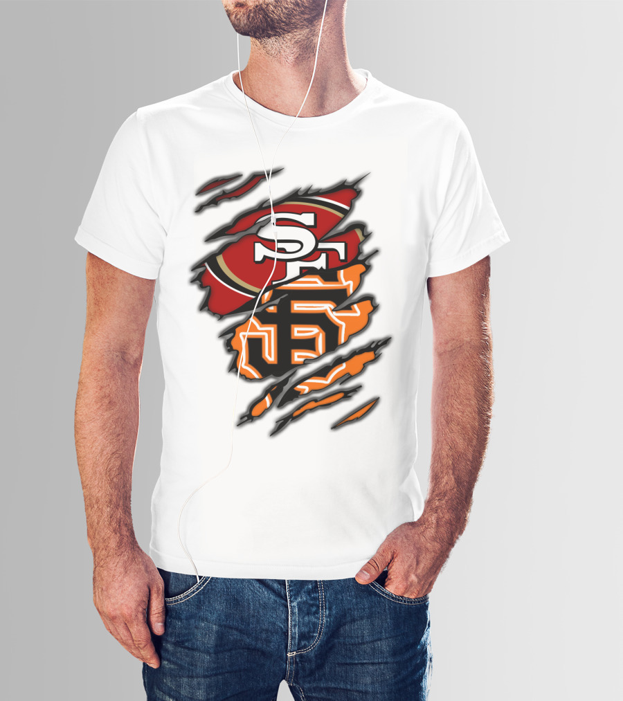 49Ers SF Giants Logos Rip T-Shirt