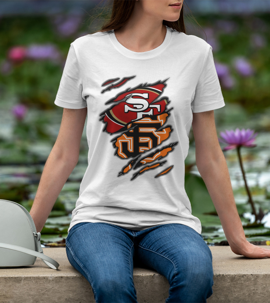 49Ers SF Giants Logos Rip T-Shirt