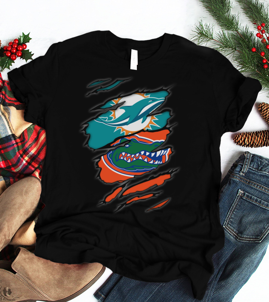 Miami Dolphins Florida Gators Torn Claw Marks T-Shirt