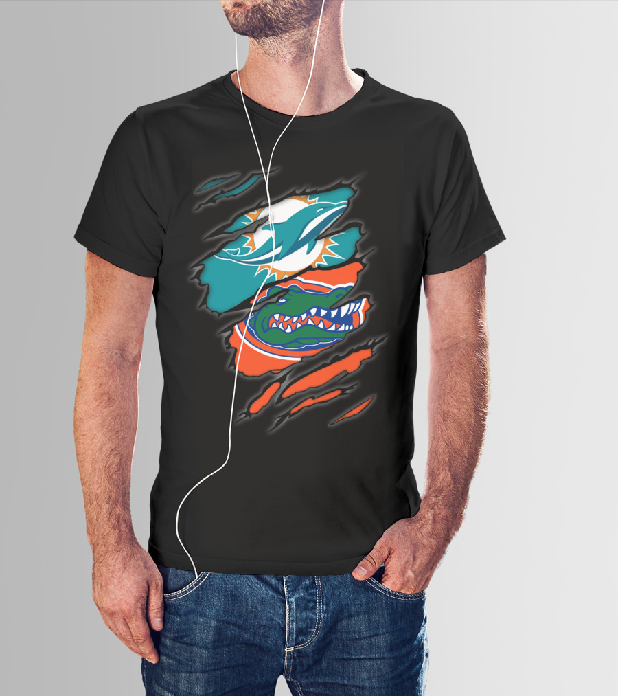 Miami Dolphins Florida Gators Torn Claw Marks T-Shirt