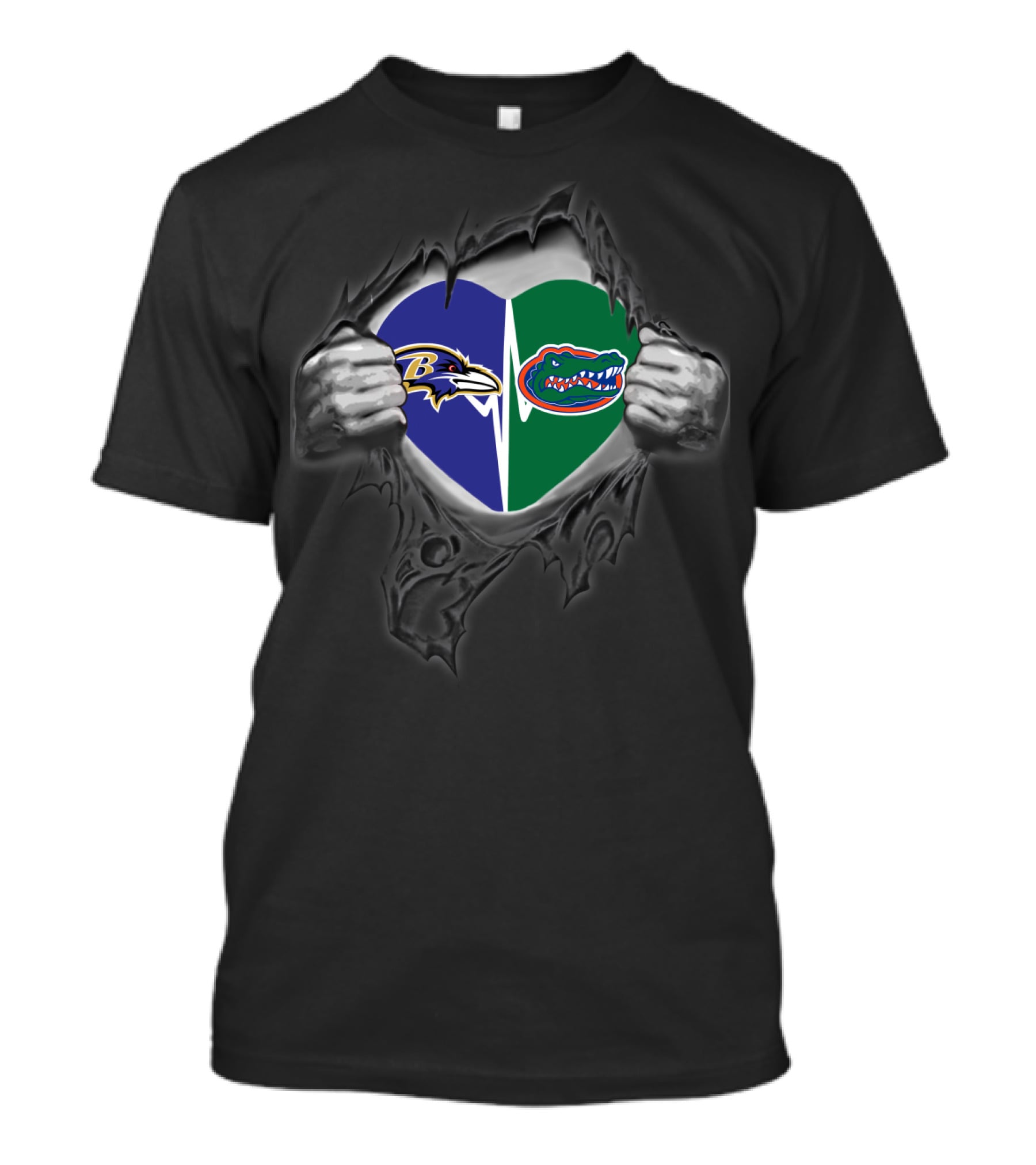 Ravens Gators Heart Split T-Shirt