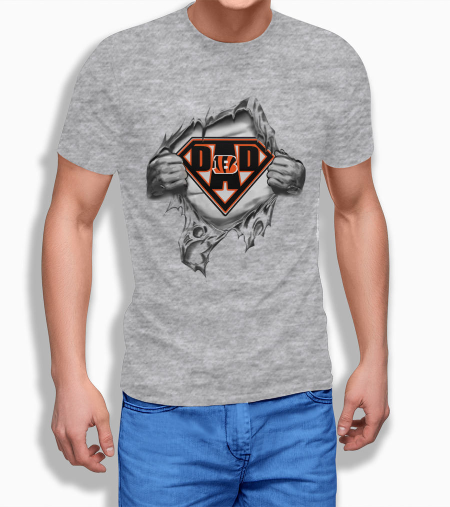 Bengals Super Dad Hero Emblem With Tiger Stripe T-Shirt