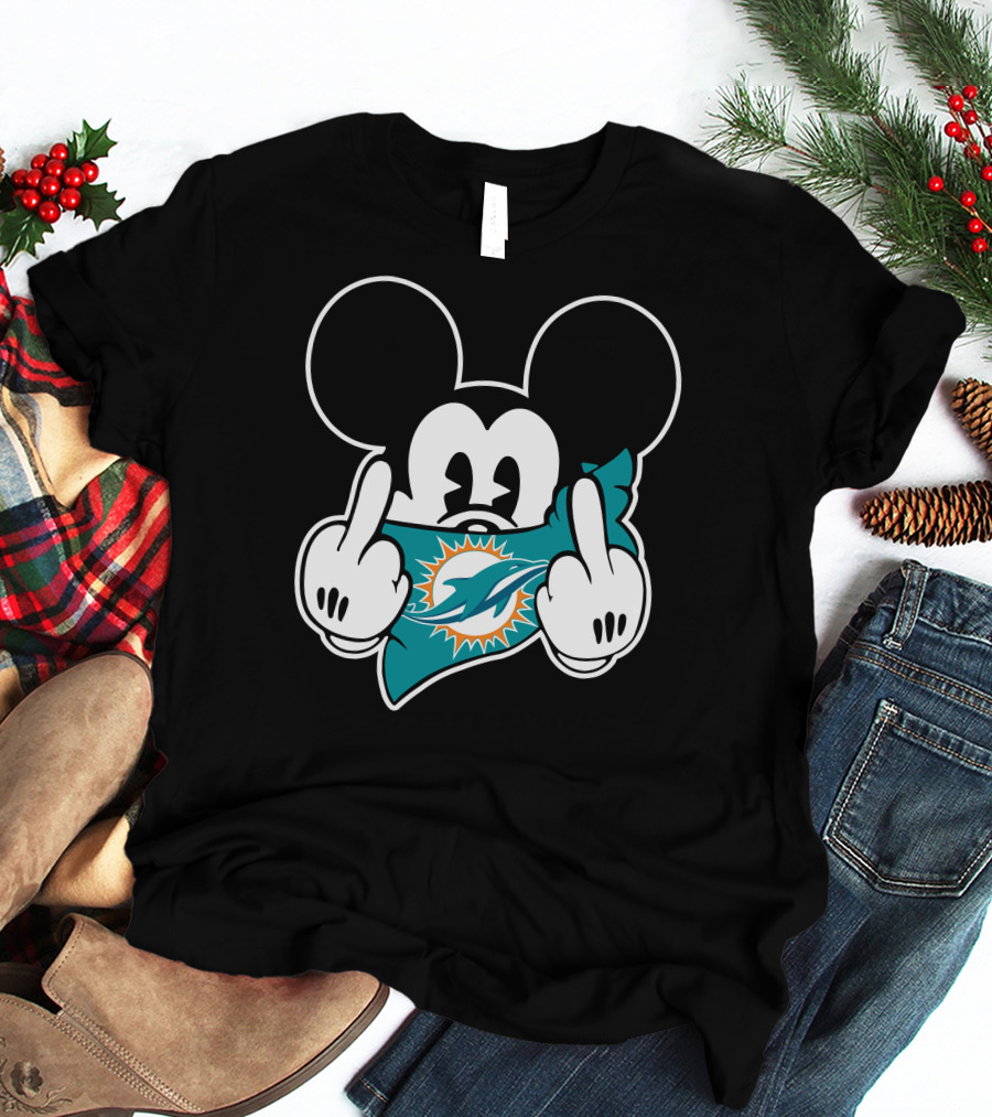 Mickey Mouse Dolphins Fan Logo Gesture T-Shirt