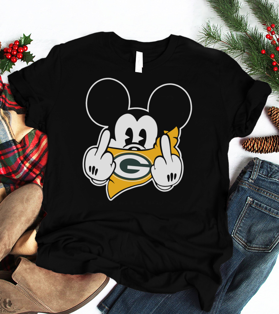 Packers Mickey Mouse Middle Finger Gesture T-Shirt