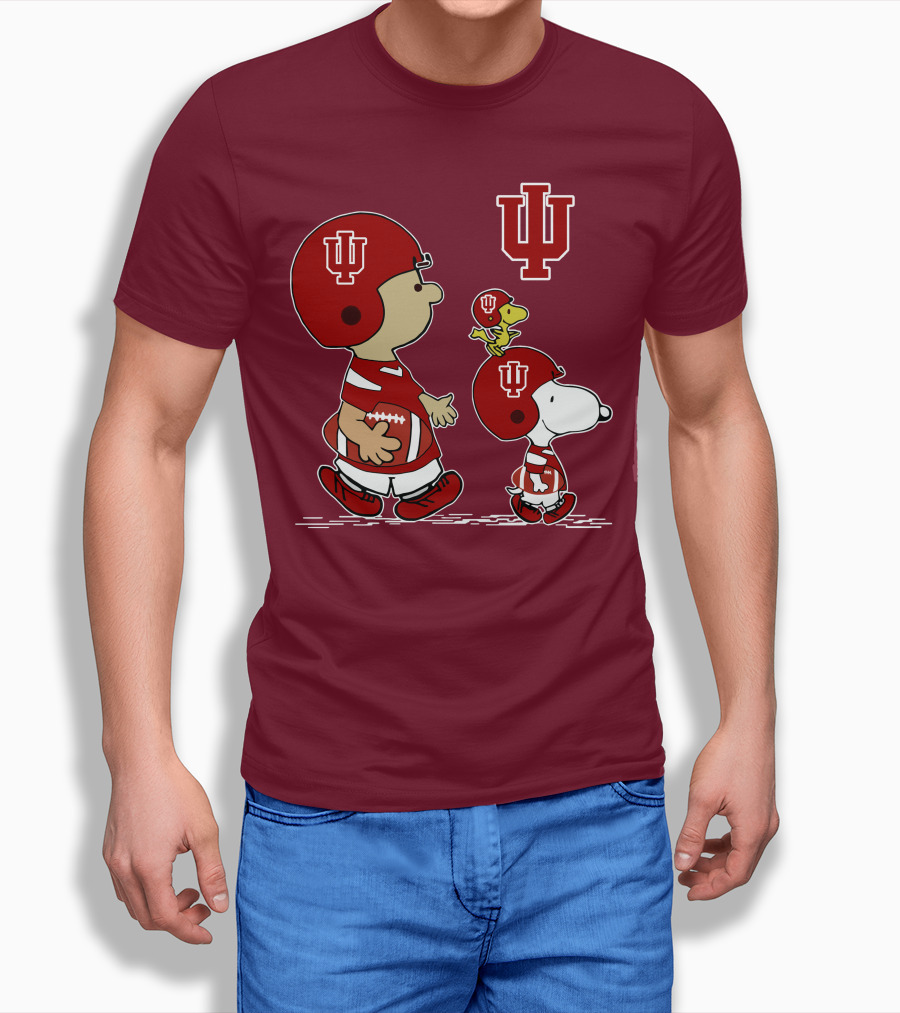 Indiana Hoosiers Snoopy And Woodstock Football Players T-Shirt