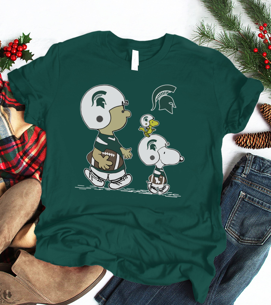 Michigan State Spartans Snoopy And Woodstock Football Gear T-Shirt