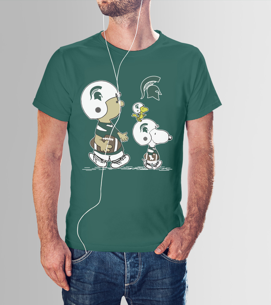 Michigan State Spartans Snoopy And Woodstock Football Gear T-Shirt