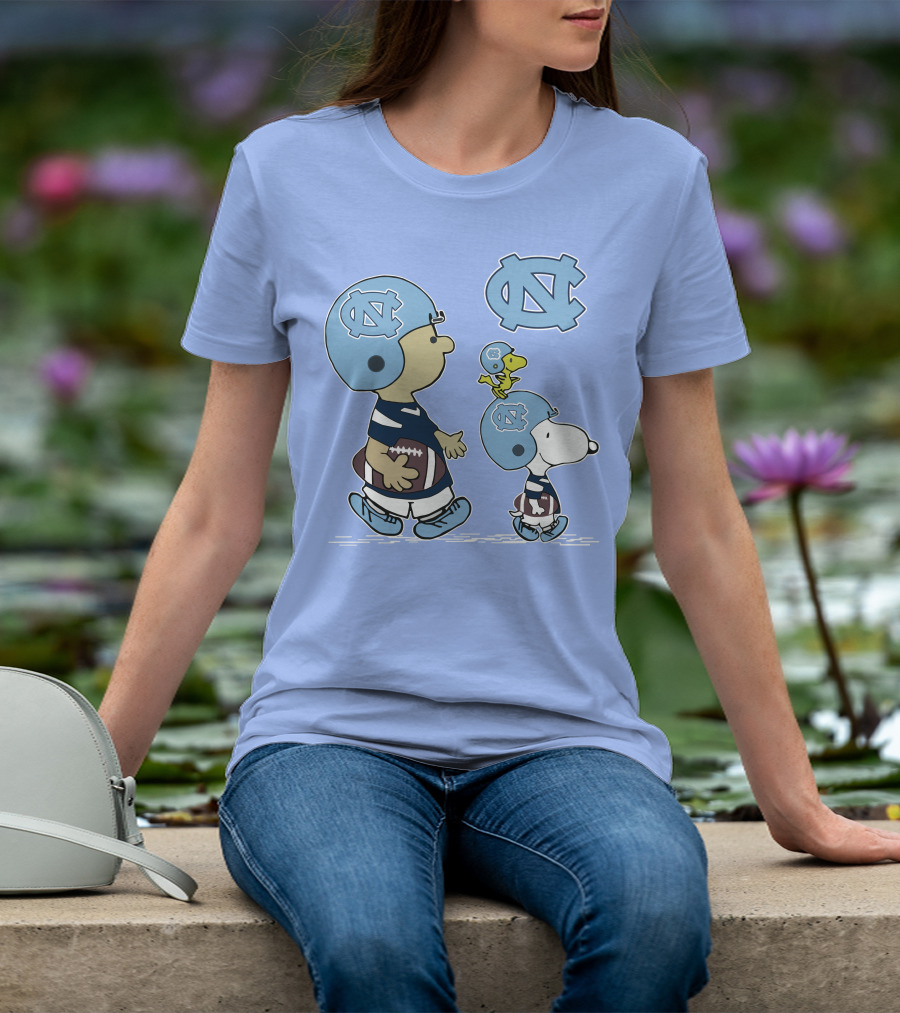 Tar Heels Peanuts Snoopy Woodstock Football UNC T-Shirt