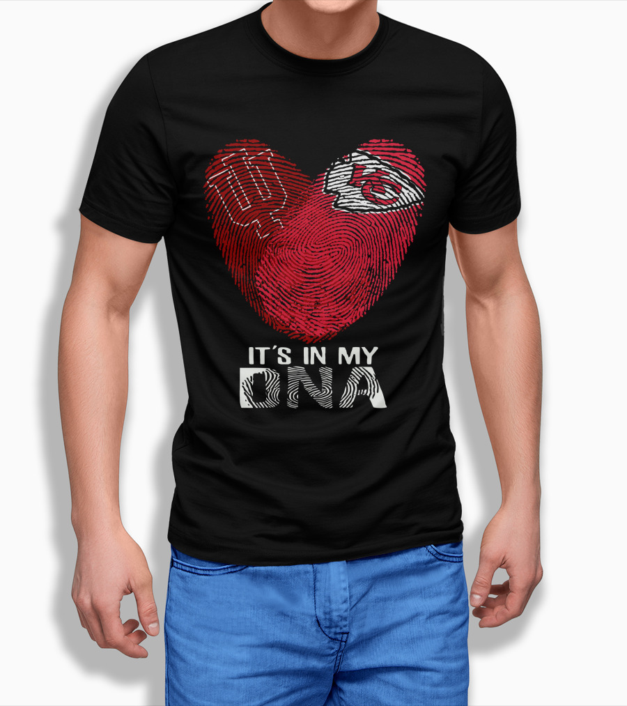 Indiana Hoosiers Chiefs Fingerprint Heart It's In My DNA T-Shirt