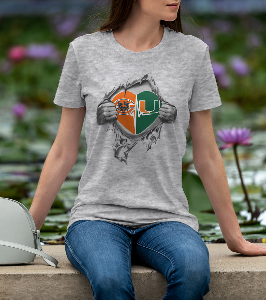 Bears Hurricanes Heart Logo Combination T-Shirt