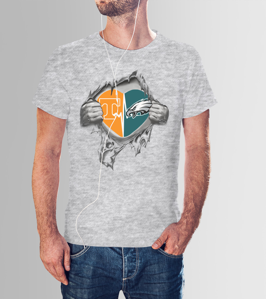 Tennessee Volunteers Philadelphia Eagles Heart Emblem T-Shirt
