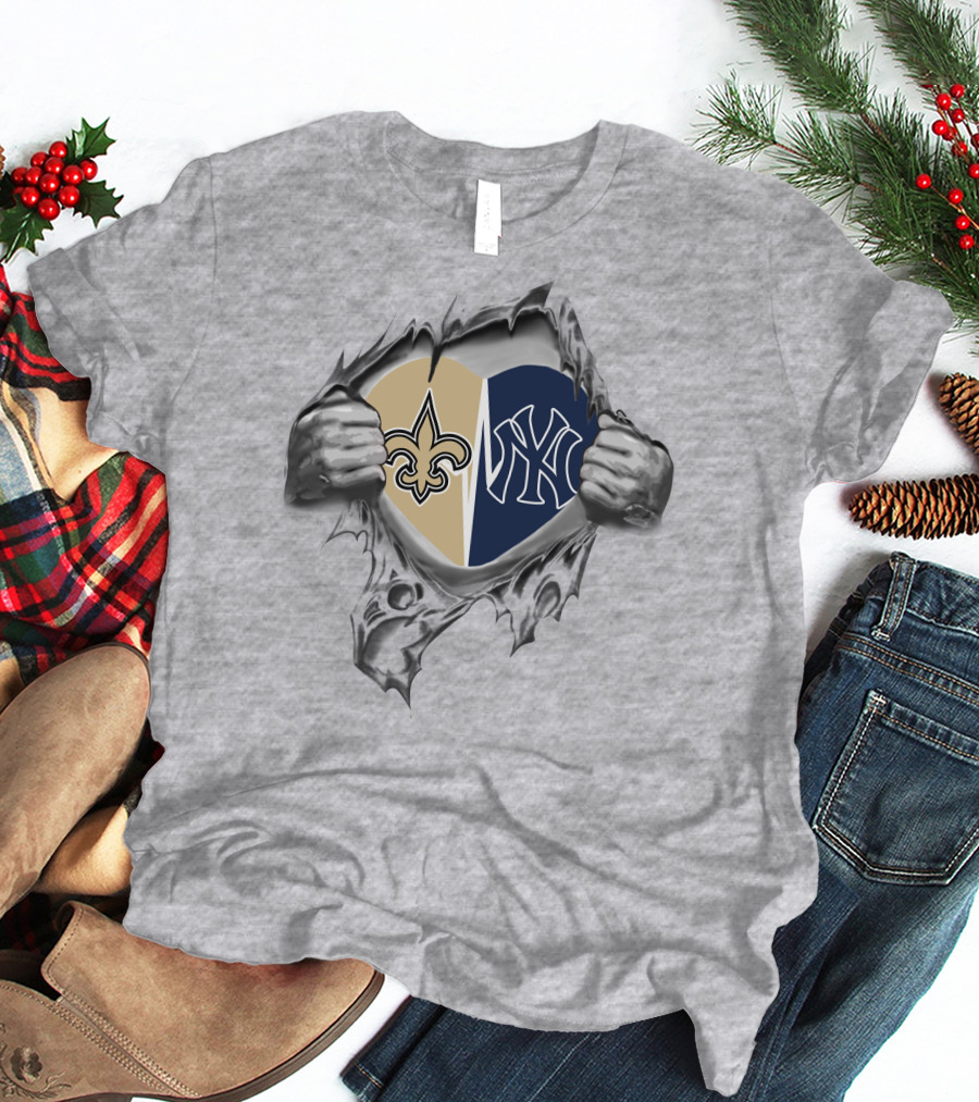 Saints Yankees Heart Torn Open T-Shirt