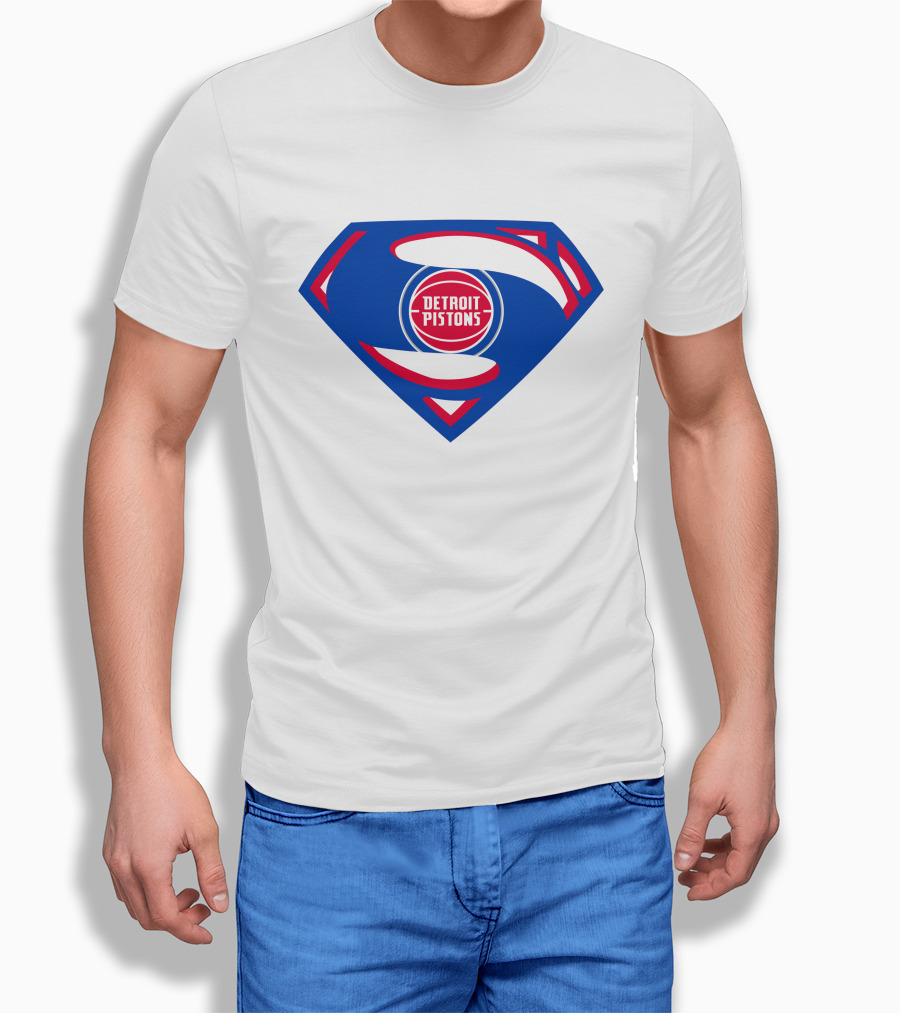 Detroit Pistons Superman Logo Combination T-Shirt