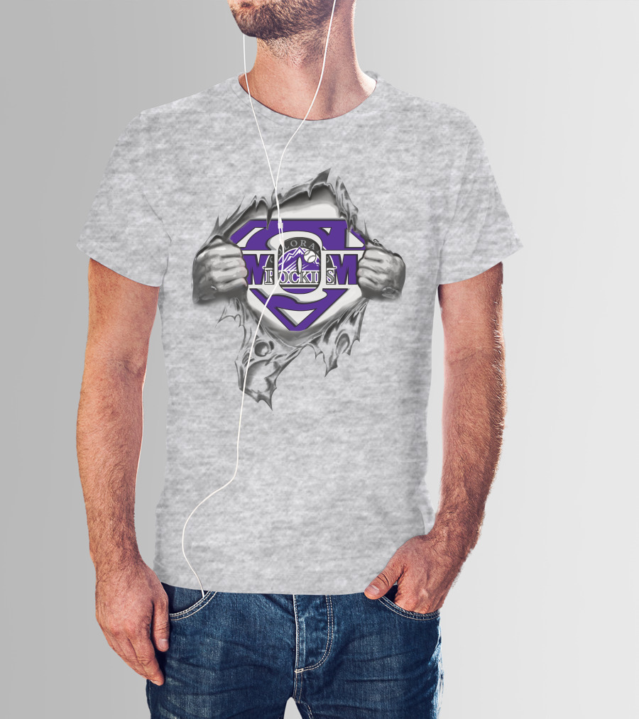 Colorado Rockies Superman Logo Tear T-Shirt