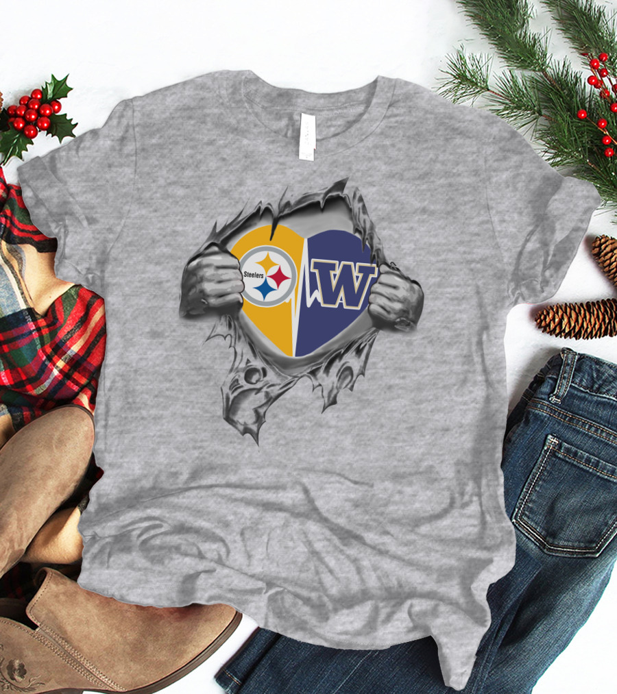 Steelers Washington Huskies Heart Logo Fan Passion T-Shirt