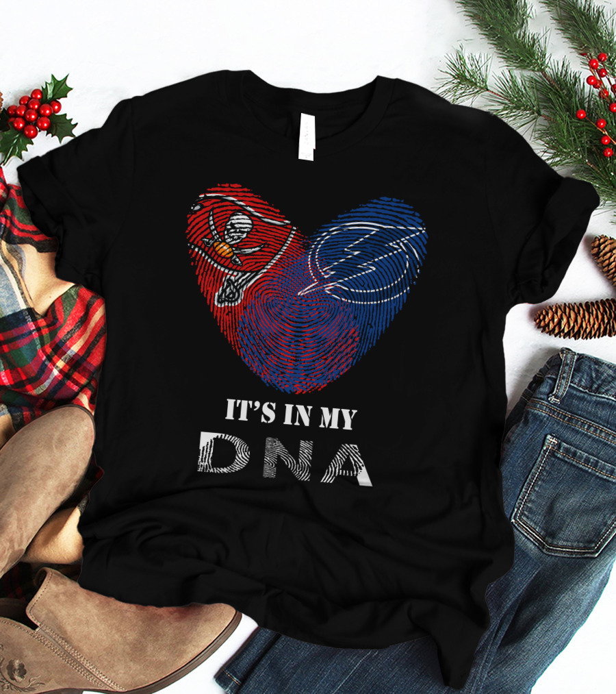 Buccaneers Lightning Fingerprint Heart It's In My DNA T-Shirt