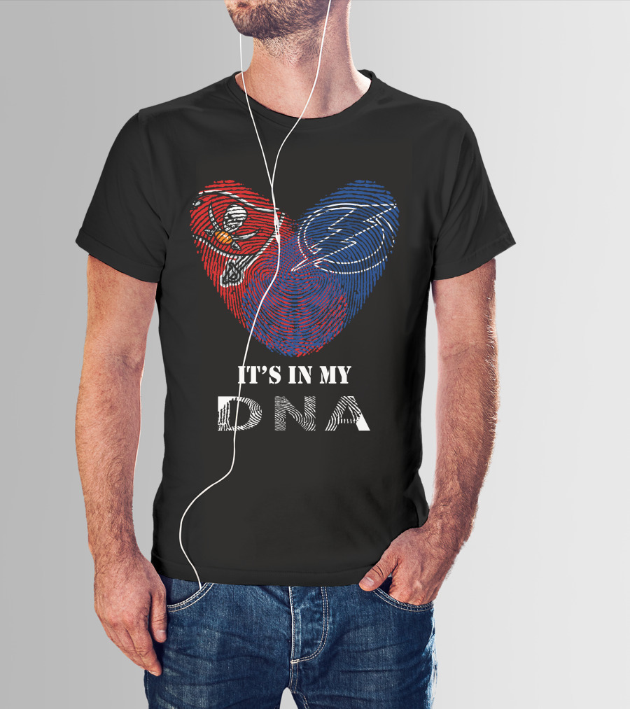 Buccaneers Lightning Fingerprint Heart It's In My DNA T-Shirt