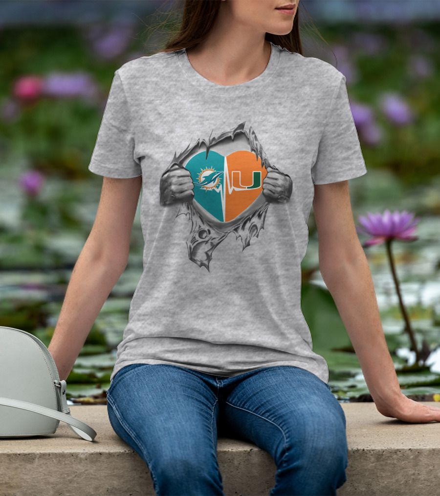 Dolphins Hurricanes Heartbeat Loyalty Miami Football Passion T-Shirt