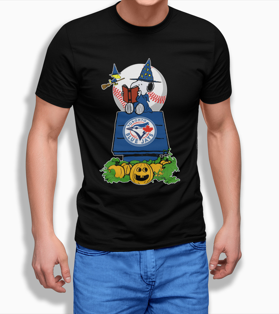 Toronto Blue Jays Halloween Peanuts Snoopy Witch Pumpkin T-Shirt
