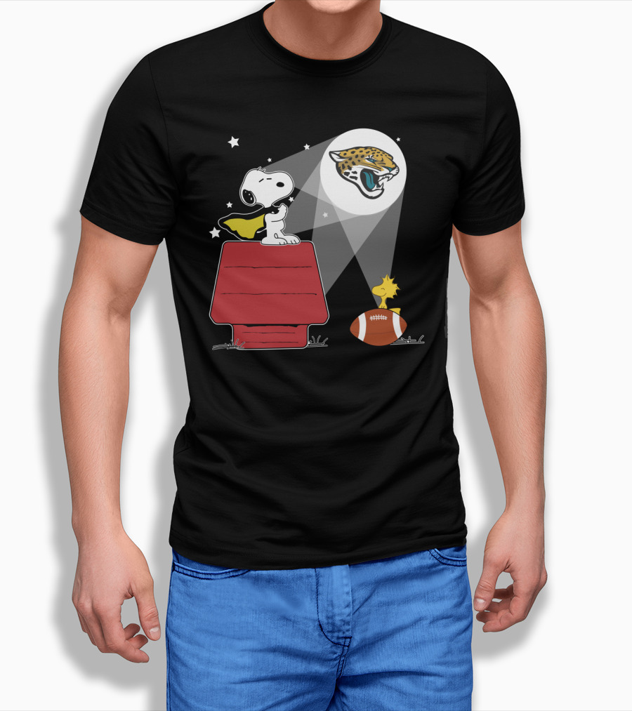 Snoopy And Woodstock Jacksonville Jaguars Football Beagle Moonlight Beam T-Shirt