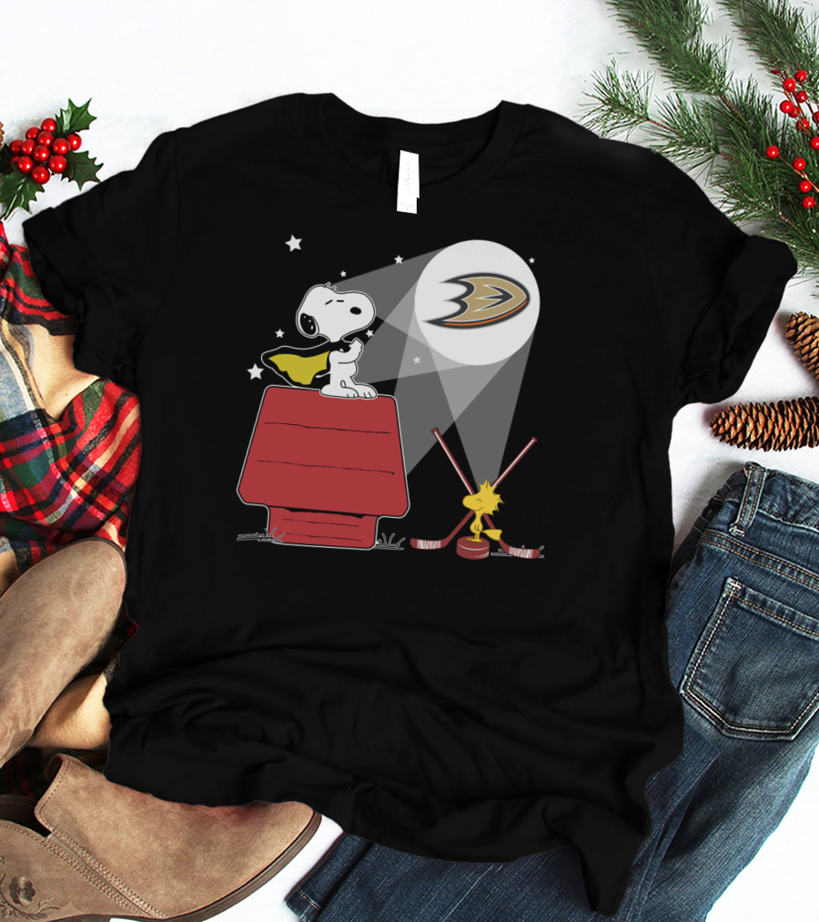Anaheim Ducks Snoopy Woodstock Hockey Spotlight T-Shirt