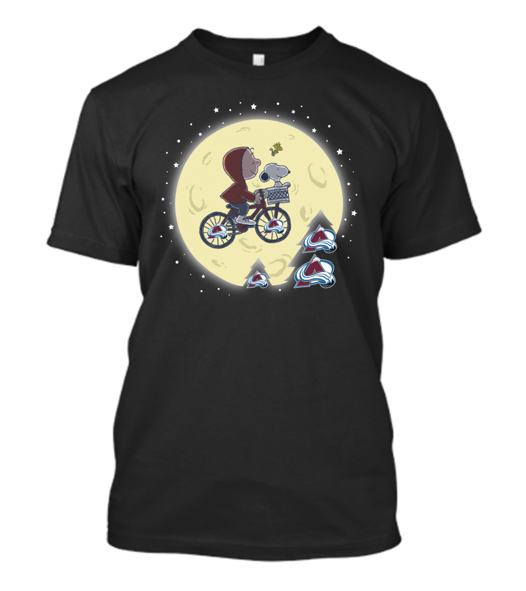Charlie Brown Snoopy Colorado Avalanche Halloween Moon Scene T-Shirt
