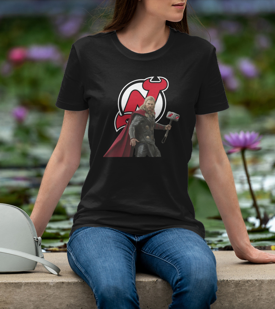 New Jersey Devils Thor Mjolnir Logo Mashup T-Shirt