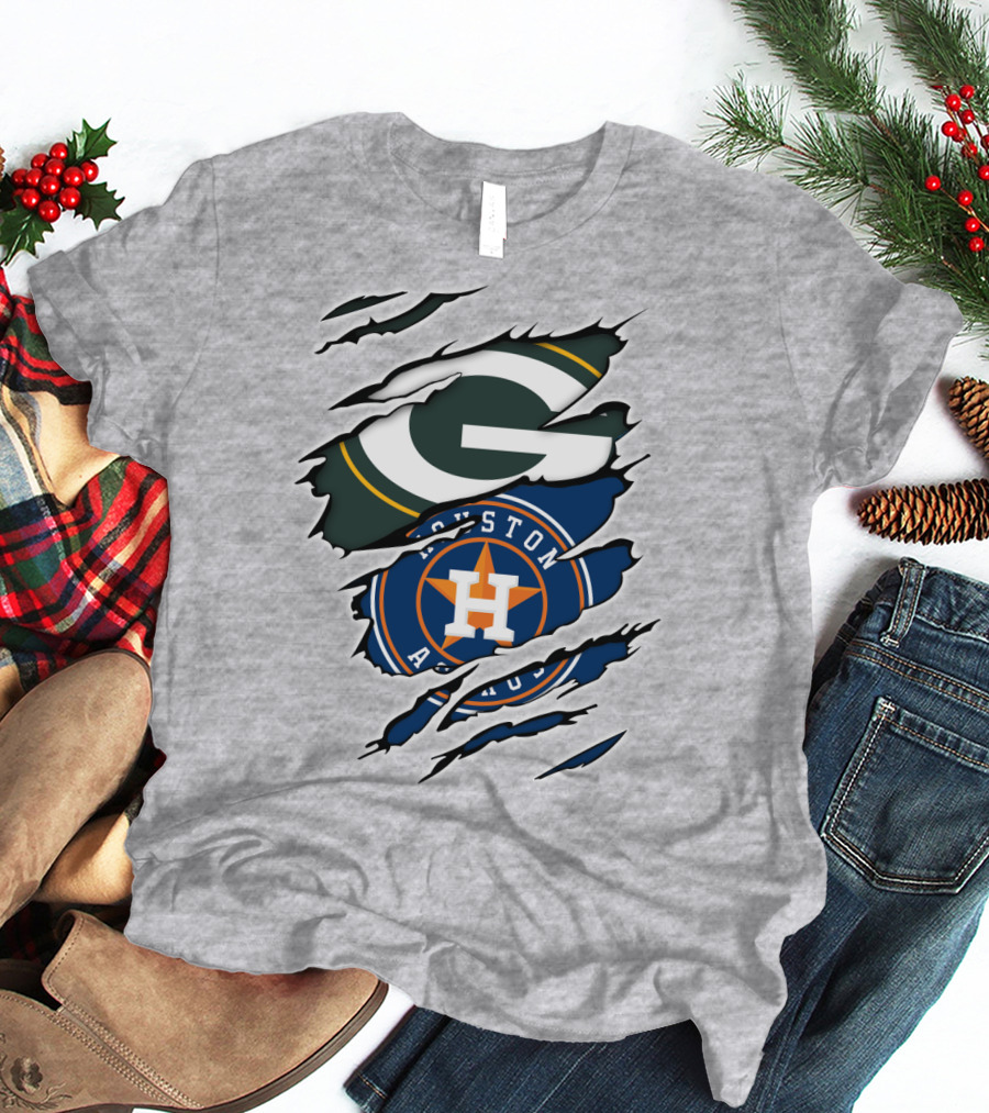 Green Bay Packers Houston Astros Claw Marks T-Shirt