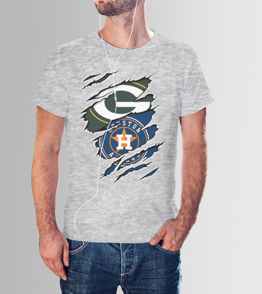 Green Bay Packers Houston Astros Claw Marks T-Shirt