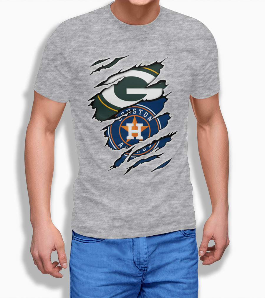 Green Bay Packers Houston Astros Claw Marks T-Shirt