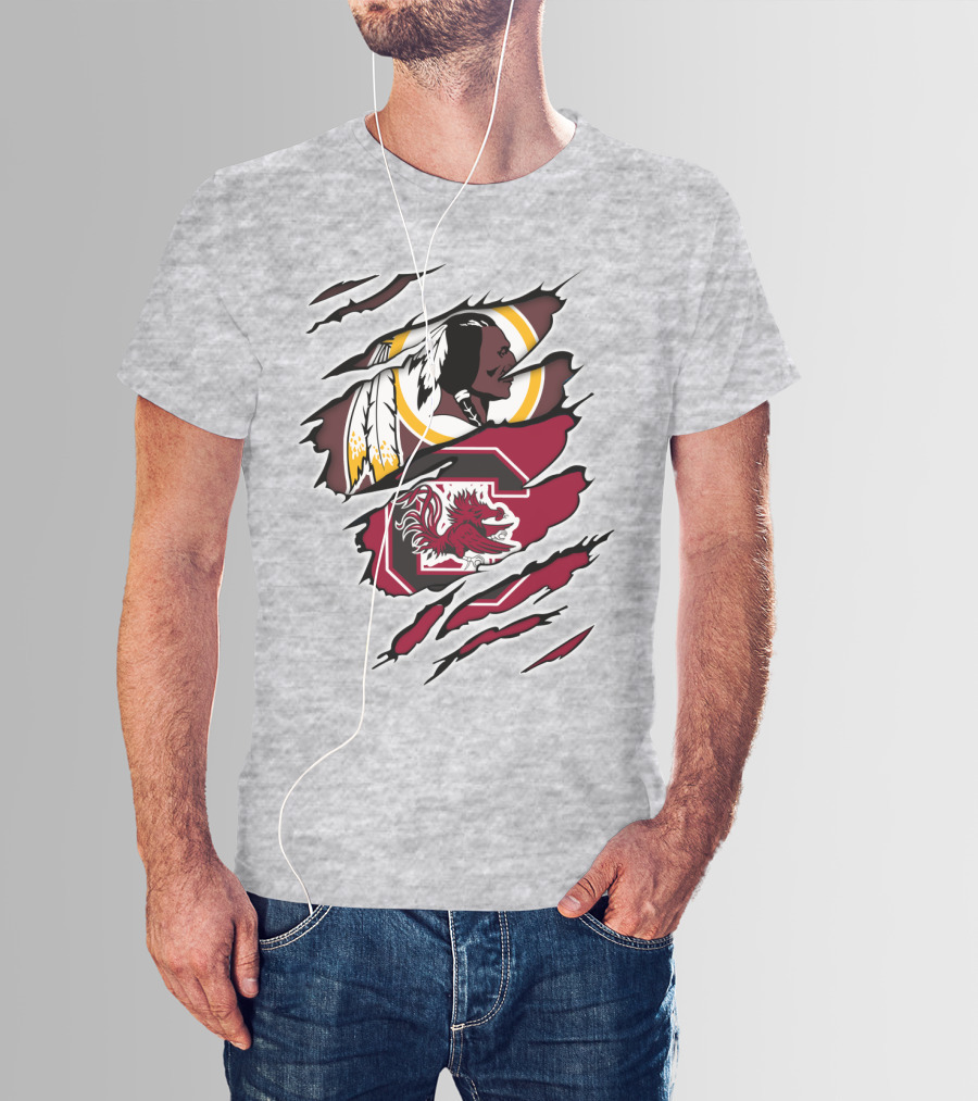 Redskins Gamecocks Logo Mashup T-Shirt