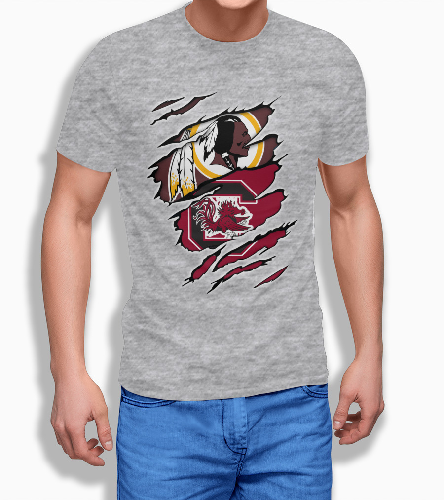 Redskins Gamecocks Logo Mashup T-Shirt