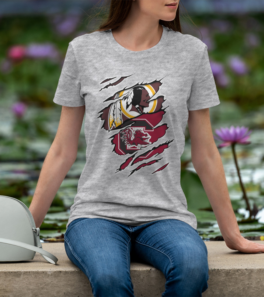 Redskins Gamecocks Logo Mashup T-Shirt