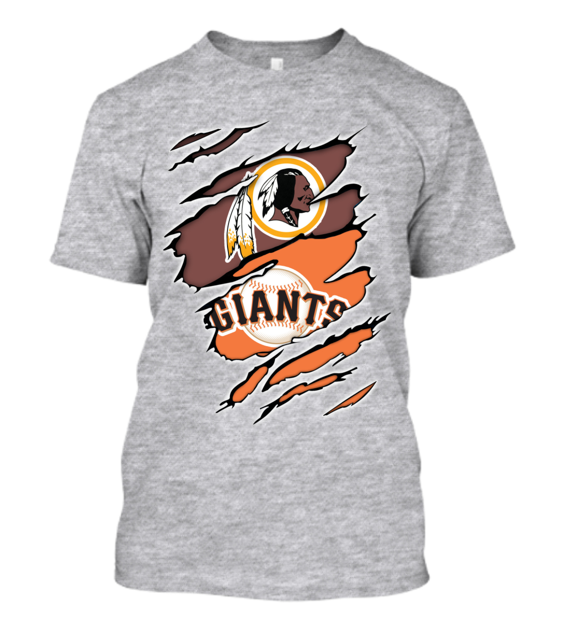 Redskins Giants Logo Mashup Baseball And Football Fan Clash T-Shirt