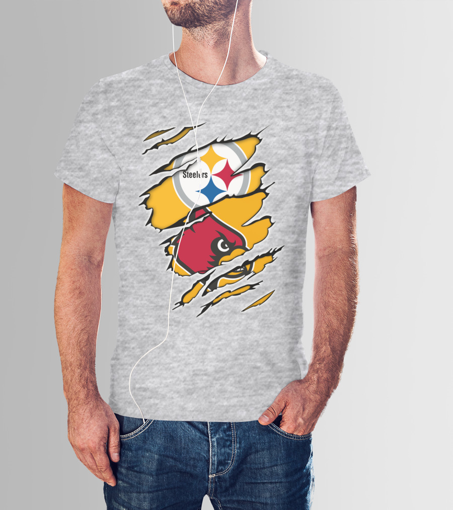 Steelers Louisville Cardinals Fan Crossover T-Shirt