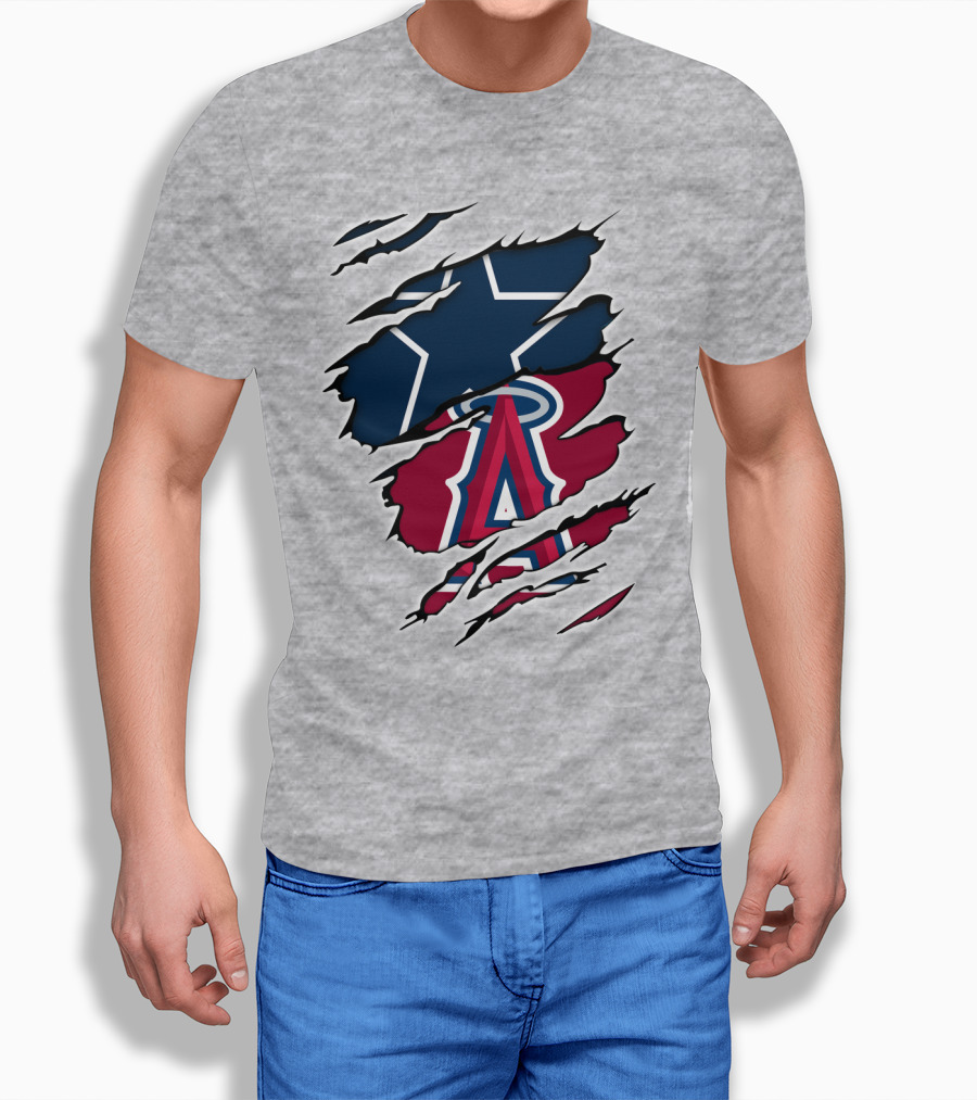 Cowboys Angels Logos Torn T-Shirt