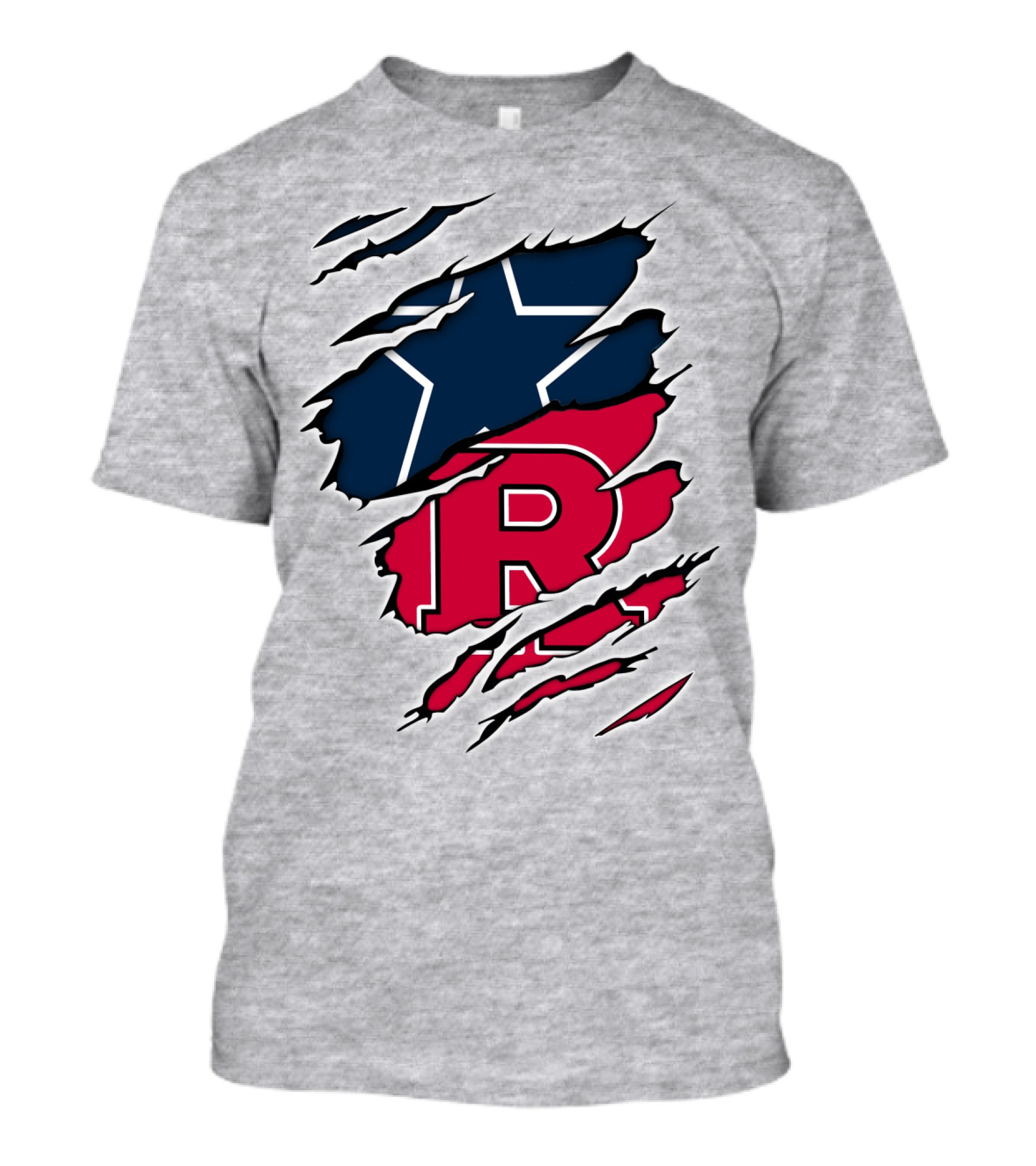 Cowboys Rutgers Ripped Star And R Logo Fusion T-Shirt