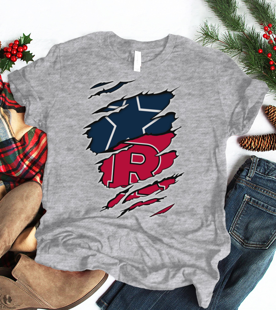 Cowboys Rutgers Ripped Star And R Logo Fusion T-Shirt