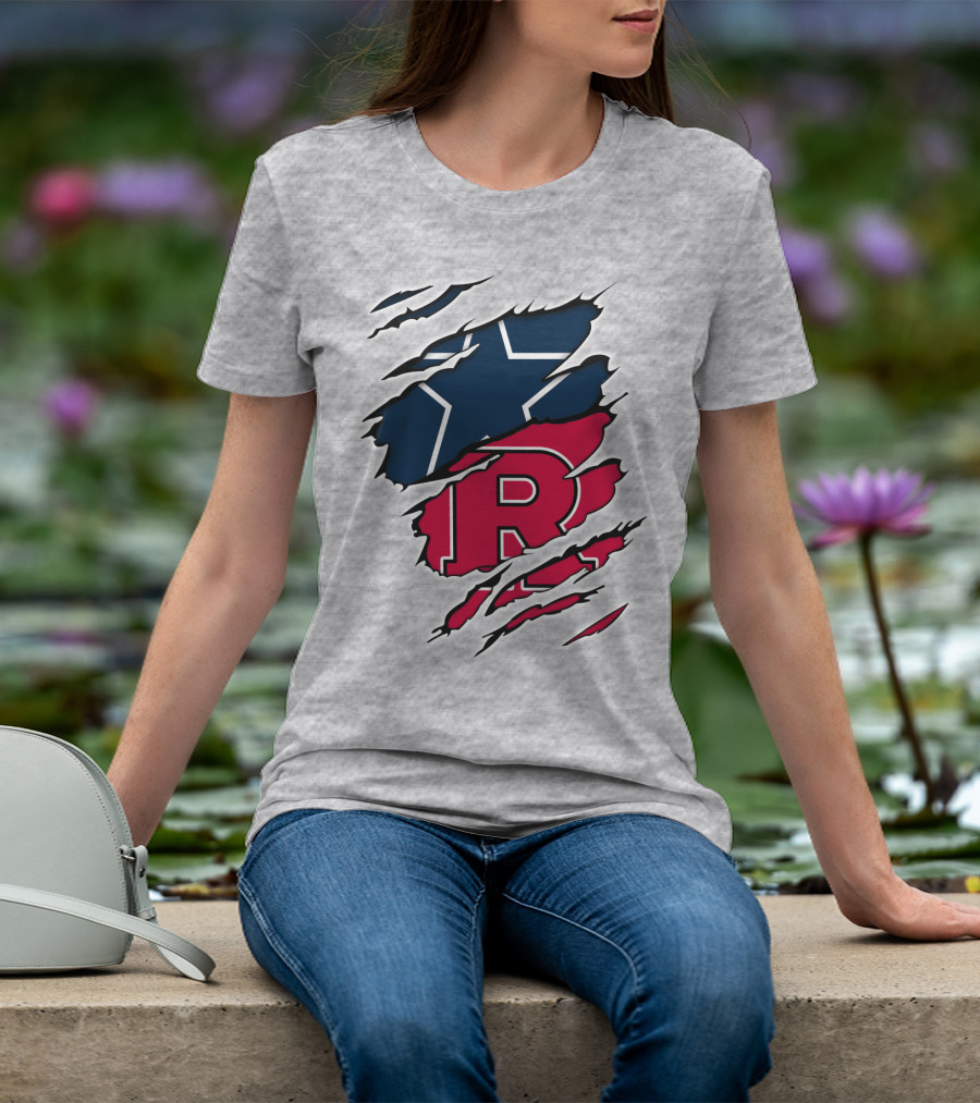 Cowboys Rutgers Ripped Star And R Logo Fusion T-Shirt