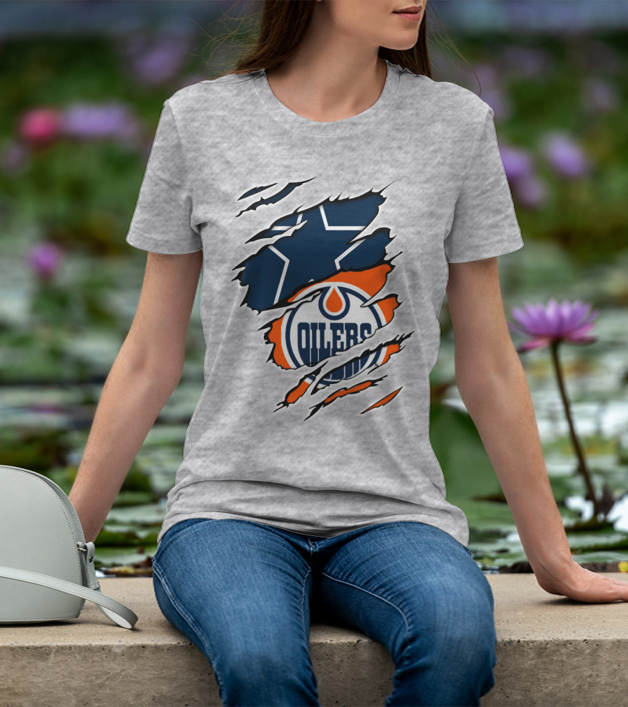 Cowboys Oilers Logos Ripped T-Shirt