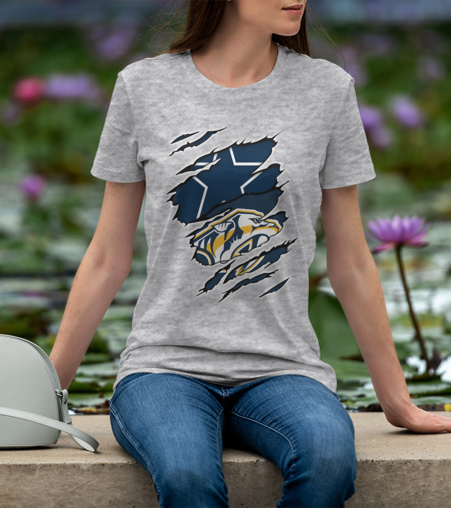 Cowboys Predators Dual Logo Ripped T-Shirt