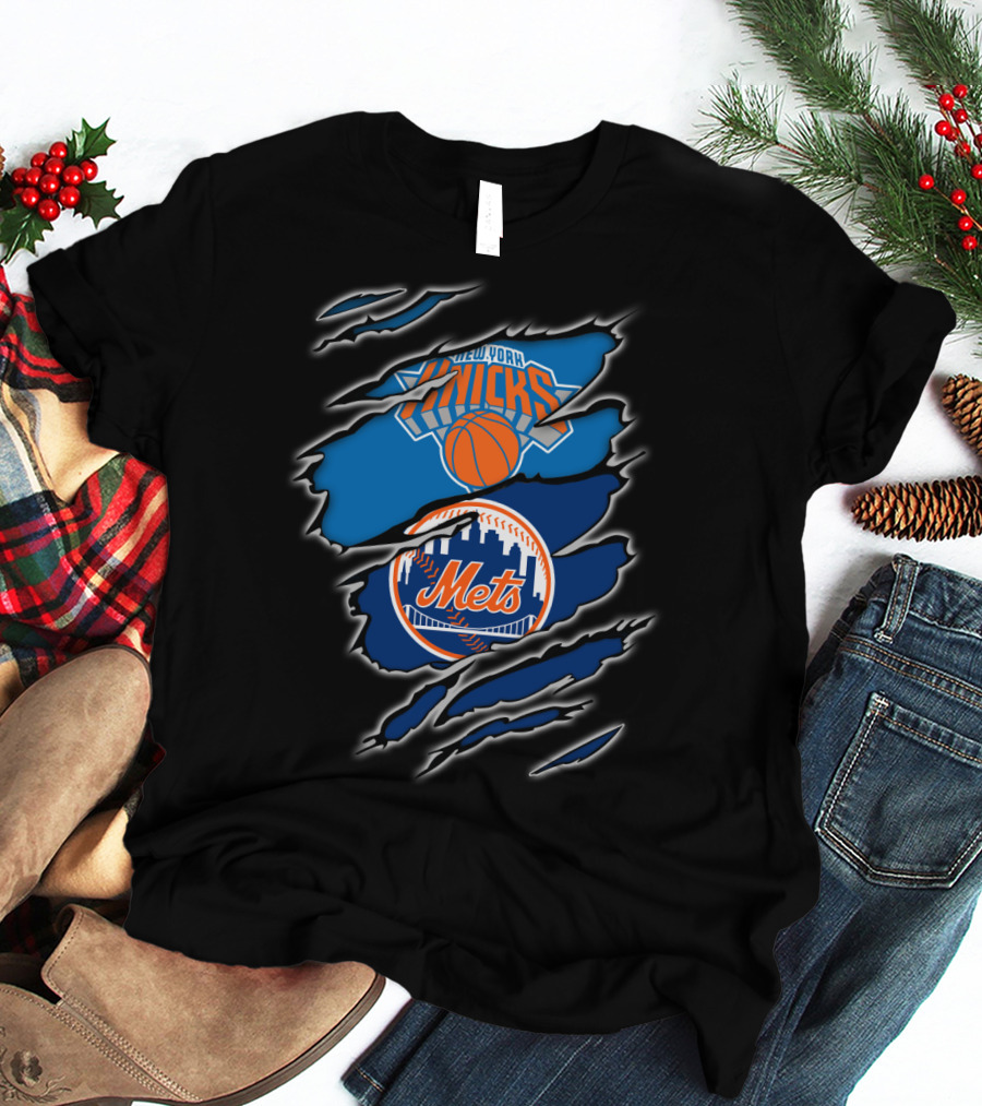 Knicks Mets New York Basketball Baseball Fan T-Shirt
