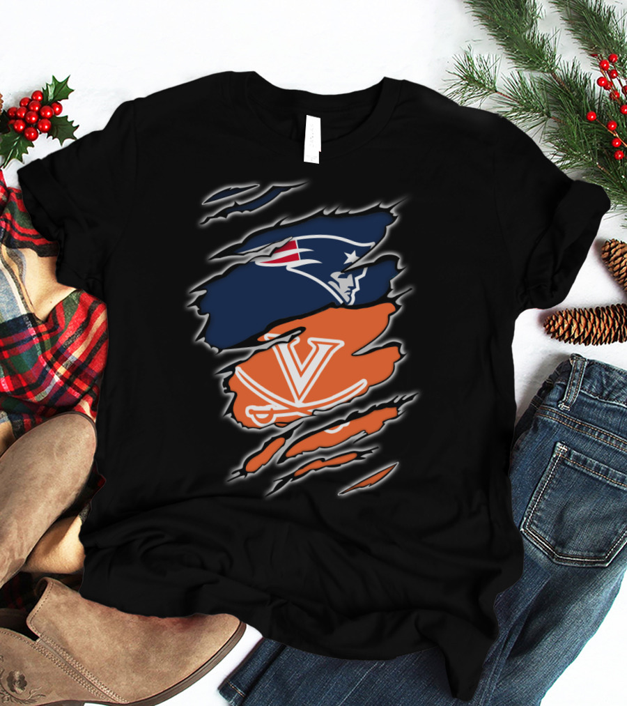 New England Patriots Virginia Cavaliers Crossover Fan T-Shirt