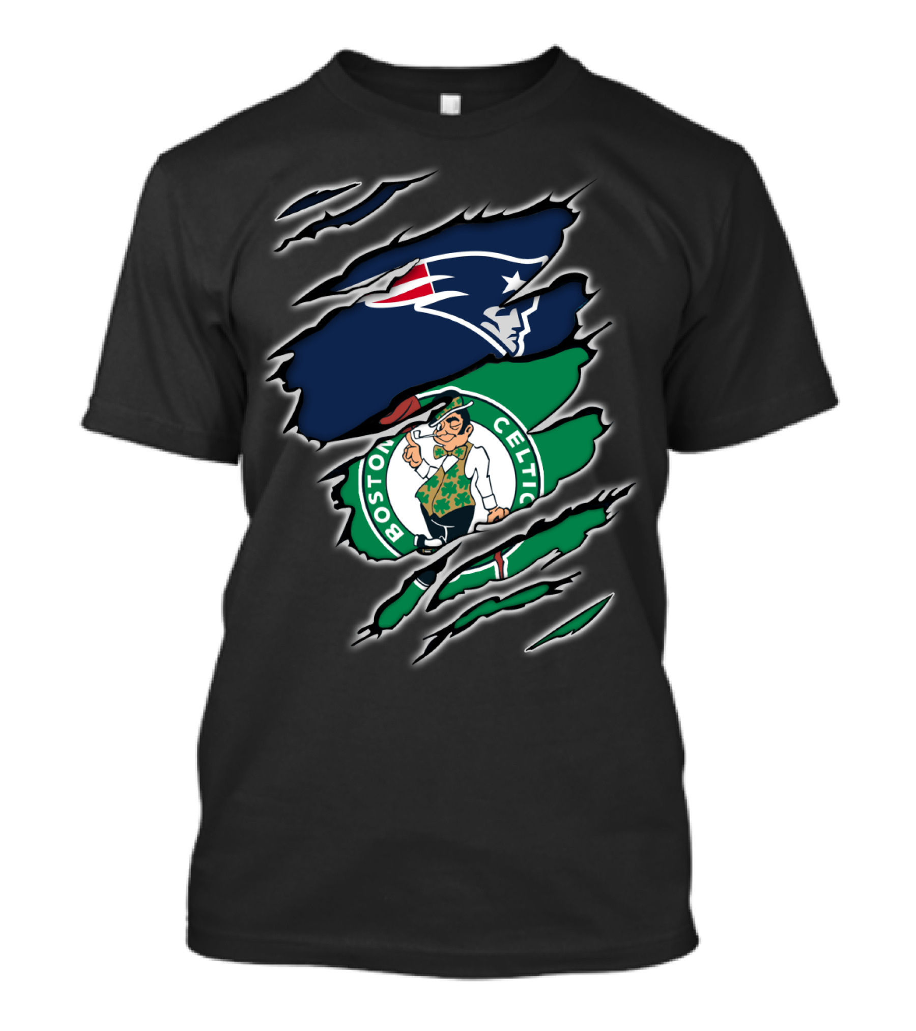 New England Patriots Boston Celtics Logo Mashup T-Shirt