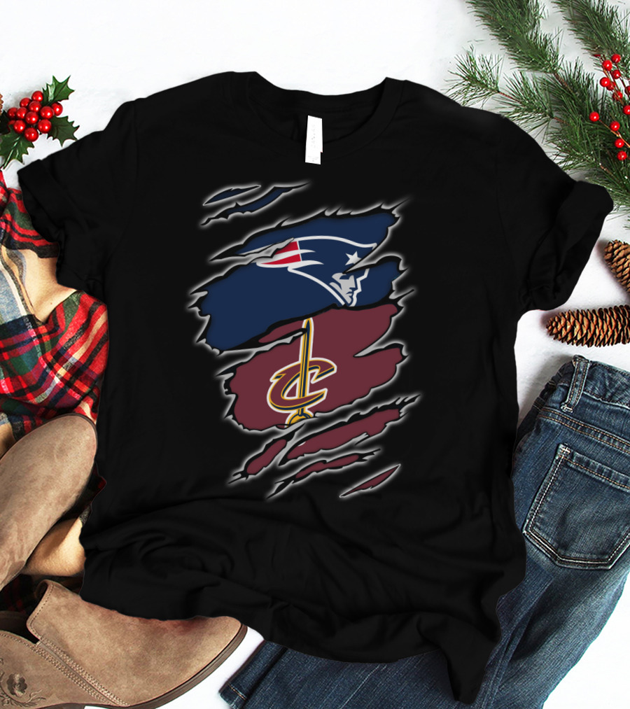 Patriots Cleveland Cavaliers Dual Logo Rip T-Shirt