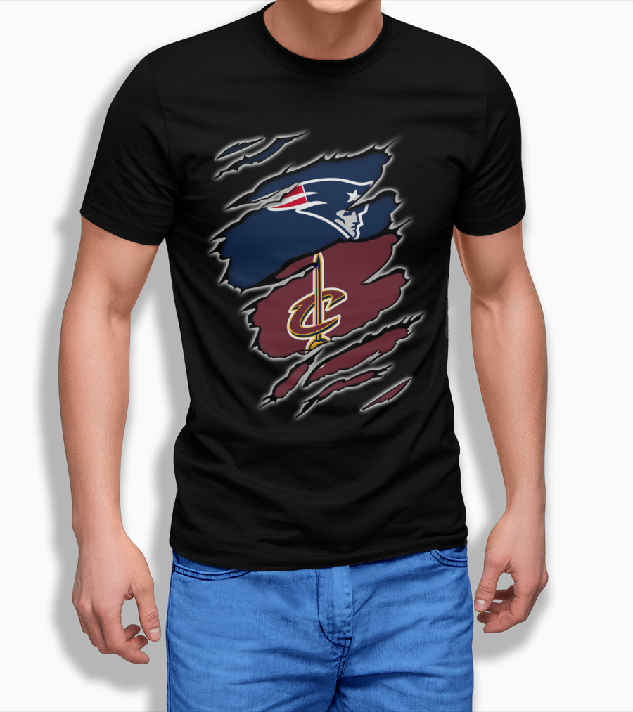 Patriots Cleveland Cavaliers Dual Logo Rip T-Shirt