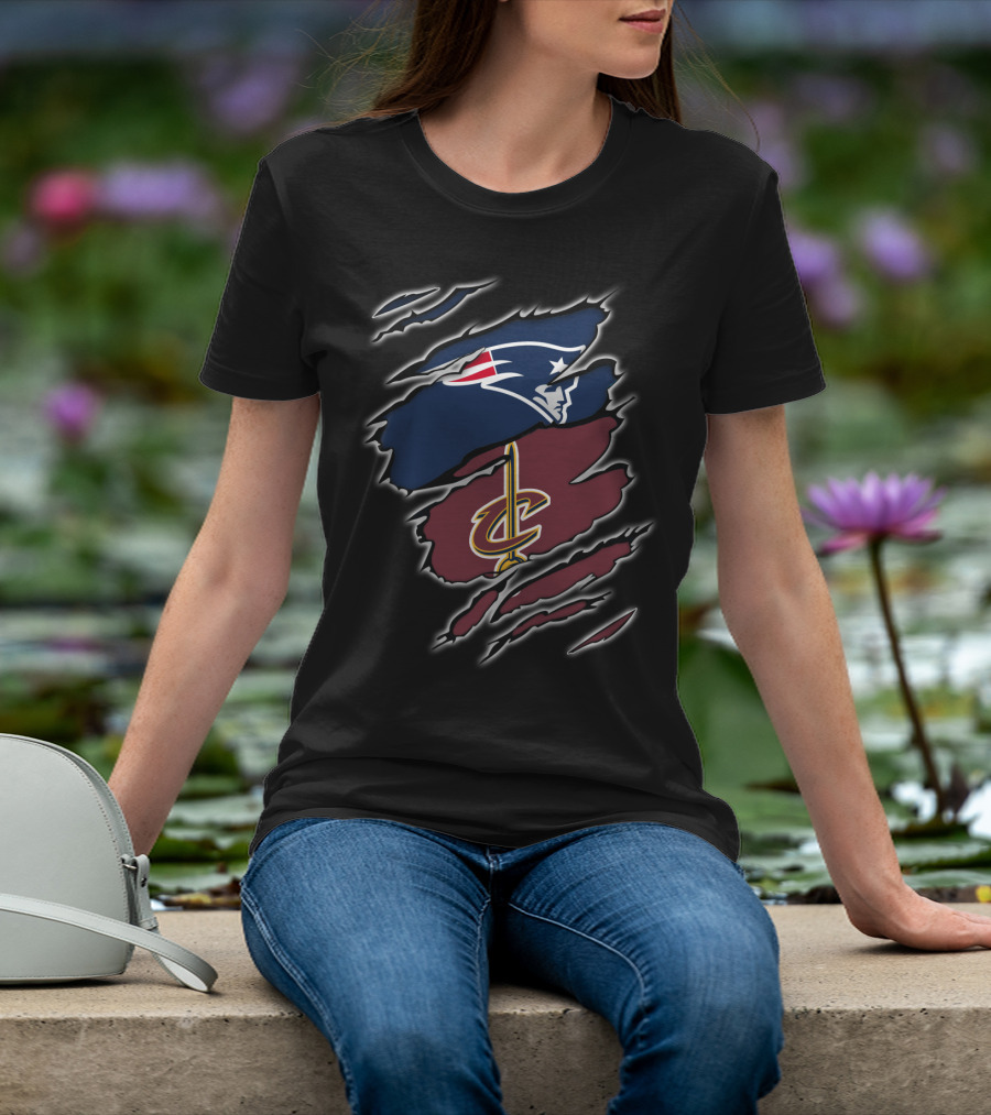 Patriots Cleveland Cavaliers Dual Logo Rip T-Shirt