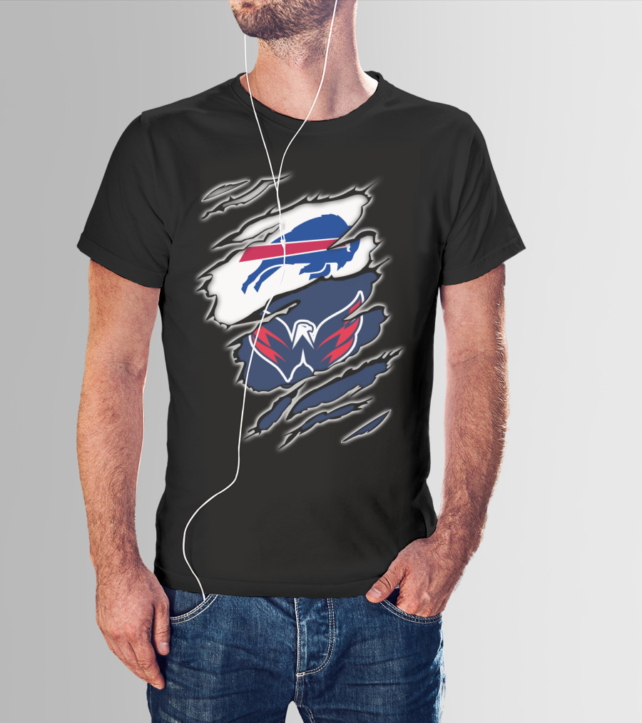 Buffalo Bills Washington Capitals Fan Ripped T-Shirt