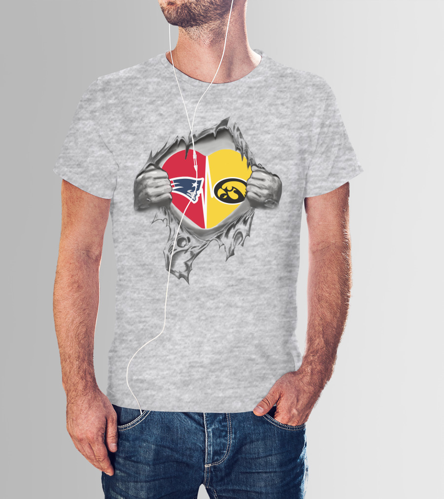 New England Patriots Iowa Hawkeyes Heart T-Shirt