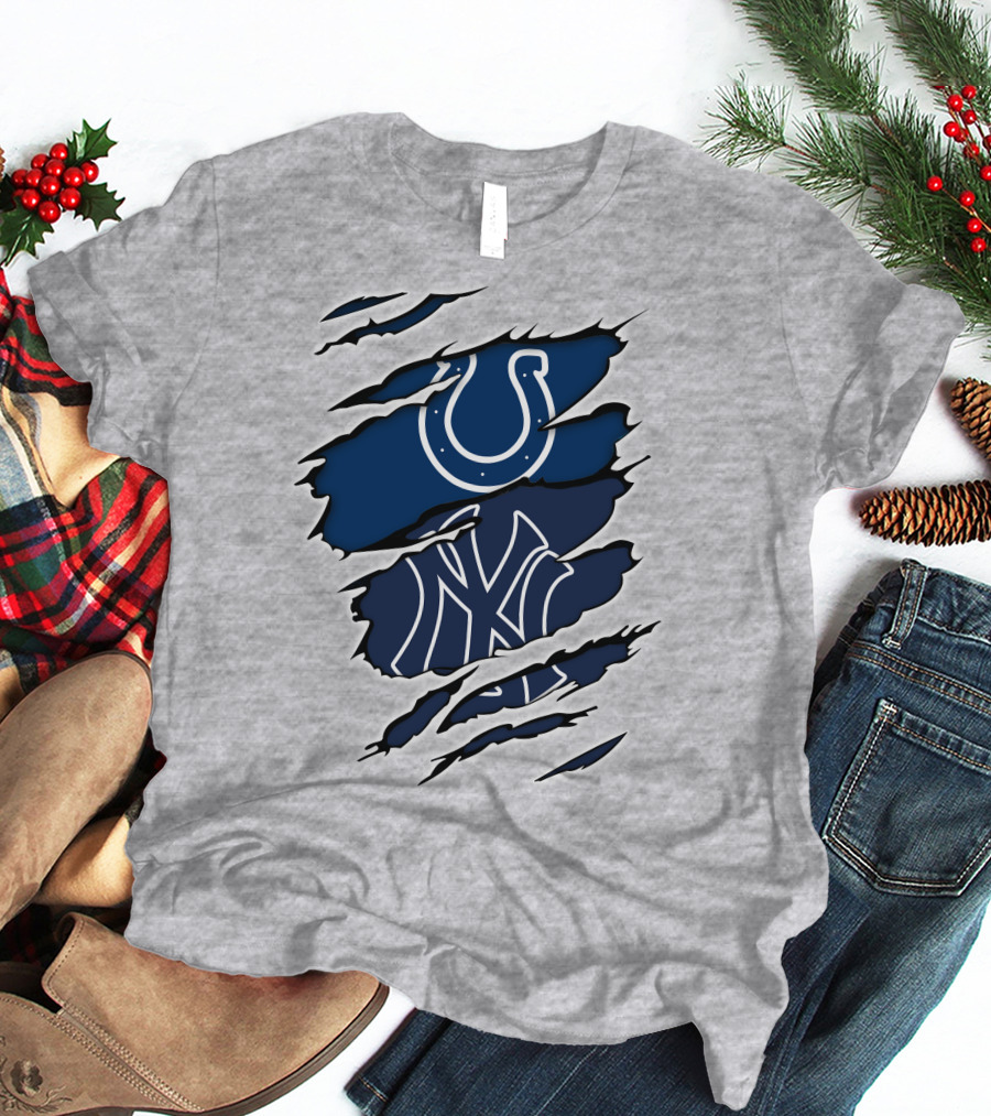 Colts Yankees Sports Crossover Logo Claw Marks T-Shirt